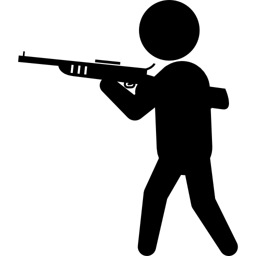 Criminal with big gun silhouette